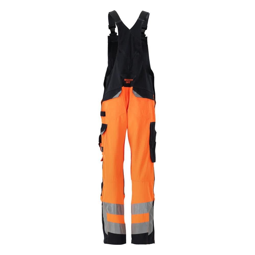 MASCOT® Newcastle dungarees, hi-vis orange/black-blue