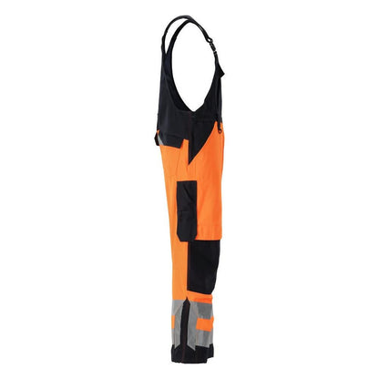 MASCOT® Newcastle dungarees, hi-vis orange/black-blue