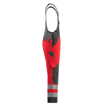 MASCOT® Gosford dungarees, hi-vis red/dark anthracite