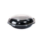 A black Octabowl® (Duni GmbH, C&C pack with 149865) takeout container in PS black/transparent, 190x190x71mm, with domed lid and small side handles - ideal for gastronomy or everyday use. Pack: 20 pieces. Pictured on a white background.