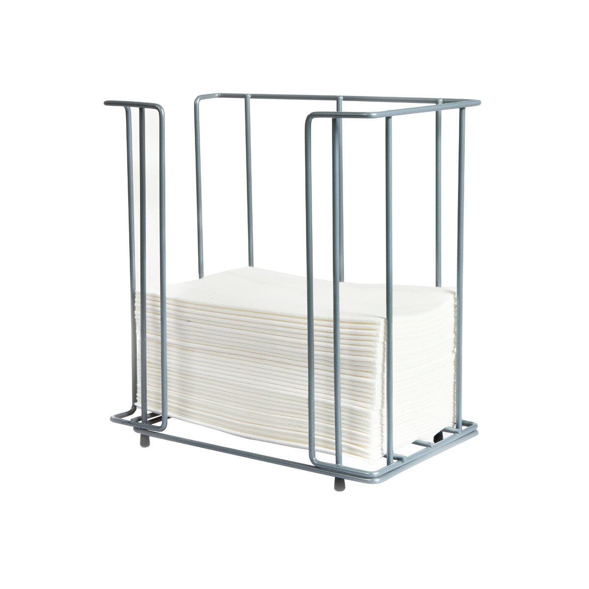 The Duni GmbH metal napkin dispenser 33 cm 1/8F stylishly holds a stack of napkins upright in an elegant, rectangular metal frame - ideal for the hospitality industry.