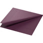 A folded Duni GmbH Zellt.Serv.33x33 3-ply, 1/4 plum napkin (33 x 33 cm) with subtle border embossing, depicted on a white background. Package contains 250 napkins.