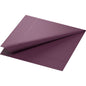 The folded plum napkin Zellt.Serv.40x40 3-ply 1/4 F. from Duni GmbH (250 pieces), 40x40cm and 3-ply, is provided with an embossed border pattern that is displayed on a plain white background.