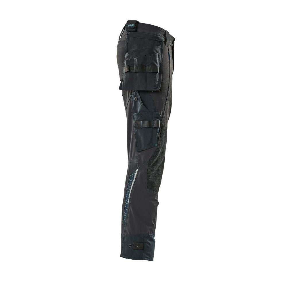Trousers with hanging pockets, stretch trousers, black-blue
