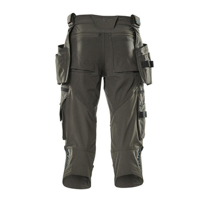 Three-quarter length trousers, hanging pockets, stretch three-quarter length trousers, dark anthracite