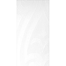 Close-up of a white Elegance napkin 48x48 cm by Duni GmbH with embossed geometric Lily design - ideal for table decoration. The package contains 40 napkins.