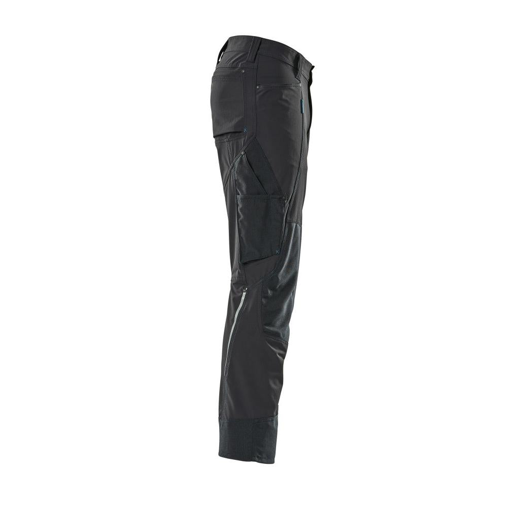 Trousers with knee pockets, stretch, light trousers, black-blue