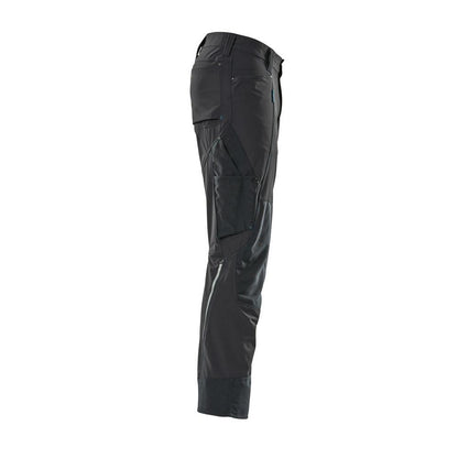Trousers with knee pockets, stretch, light trousers, black-blue