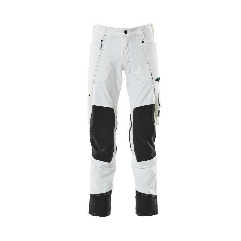 Trousers with knee pockets, stretch, light trousers, white