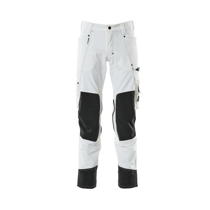 Trousers with knee pockets, stretch, light trousers, white