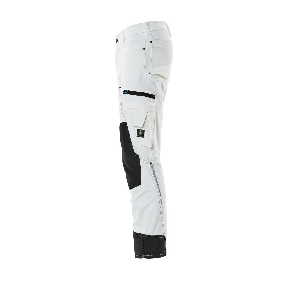 Trousers with knee pockets, stretch, light trousers, white