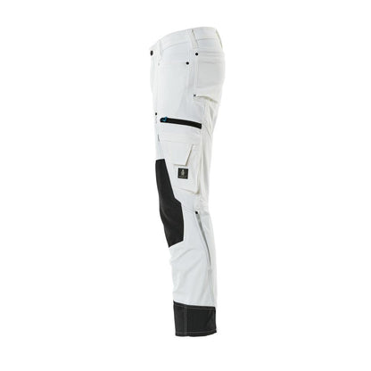 Trousers with knee pockets, stretch, light trousers, white