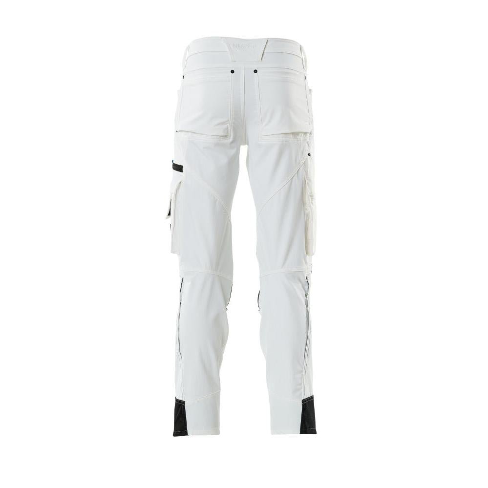 Trousers with knee pockets, stretch, light trousers, white
