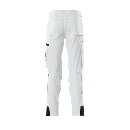 Trousers with knee pockets, stretch, light trousers, white