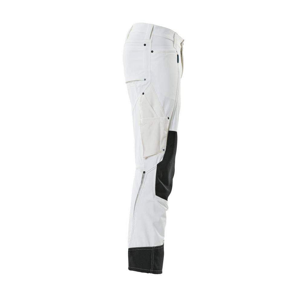 Trousers with knee pockets, stretch, light trousers, white