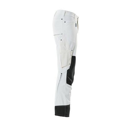 Trousers with knee pockets, stretch, light trousers, white