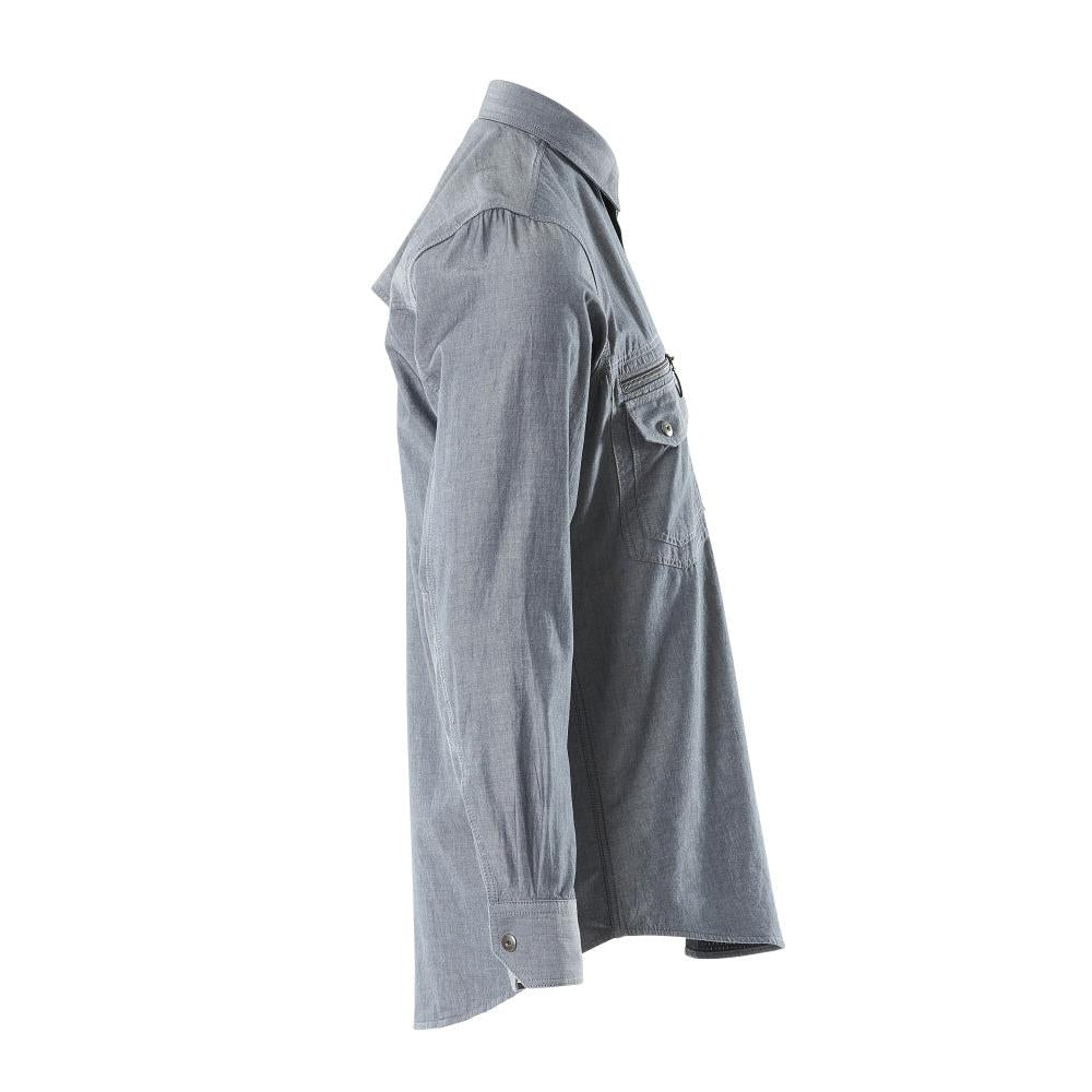 Chambray shirt with mesh lining, washed dark denim
