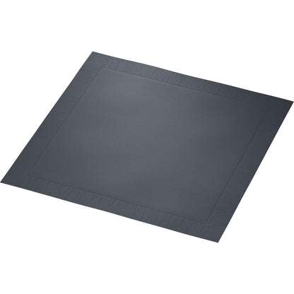 A dark gray, square mat (40 x 40 cm) with a textured surface and raised edge, depicted on white - reminiscent of the high-quality design of the classic napkins 40 x 40 cm, 4-ply, embossed 1/4 fold from Duni GmbH.