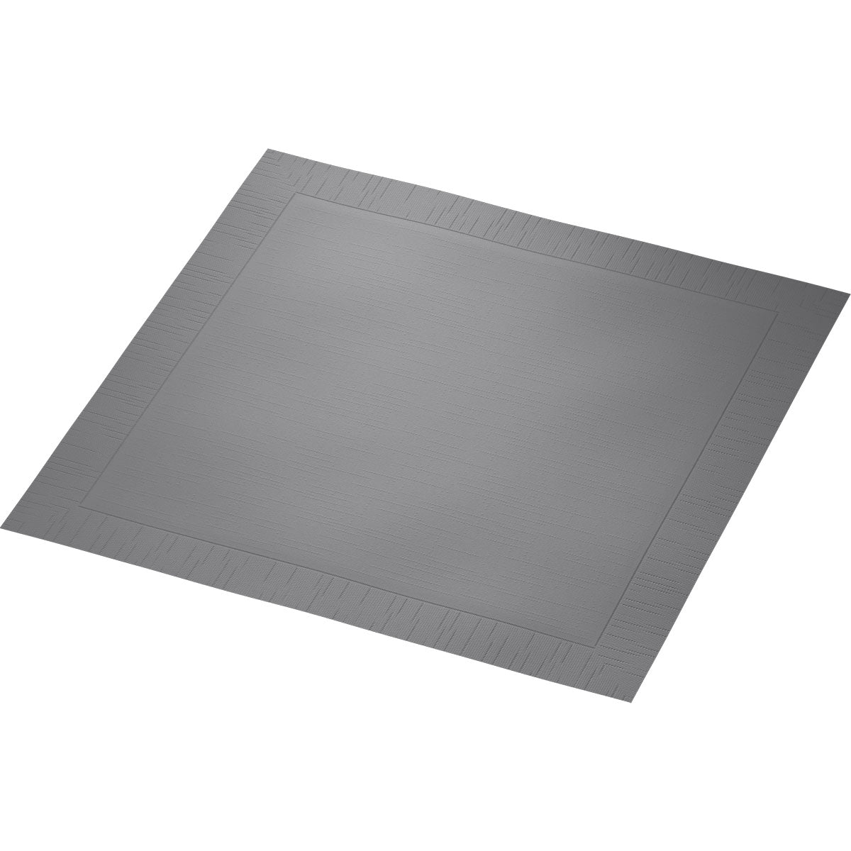 The classic napkins 40 x 40 cm, 4-ply, embossed 1/4 fold from Duni GmbH is a gray, slightly textured, rectangular napkin with a subtle edge, depicted on a white background.