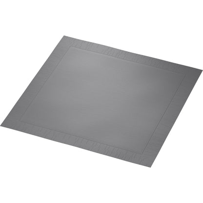 The classic napkins 40 x 40 cm, 4-ply, embossed 1/4 fold from Duni GmbH is a gray, slightly textured, rectangular napkin with a subtle edge, depicted on a white background.