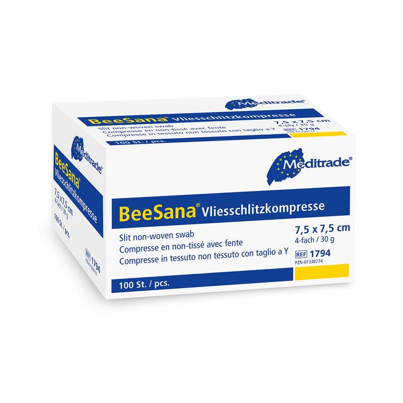 BeeSana® fleece slit compress, non-sterile, 4-fold