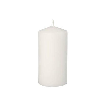 A Starpak 8 pillar candle (Ø 50 mm · 100 mm) from Starpak, made from high-quality wax with a single centered wick, stands upright against a white background – ideal for creating a cozy atmosphere.