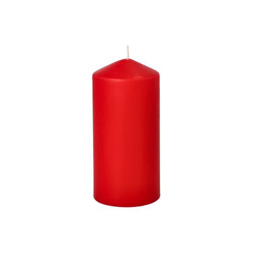 8 red pillar candles from Starpak (Ø 50 mm, 100 mm) made from high-quality wax with a white wick, cylindrically shaped – ideal for a cozy atmosphere, presented against a white background.