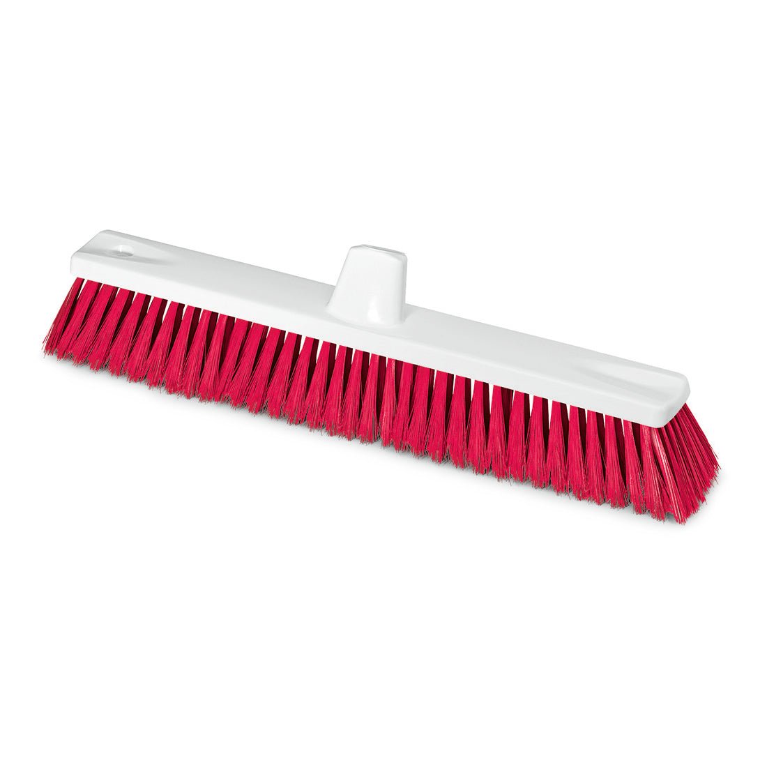 A white Nölle Profi Brush HACCP large area broom (0.25 mm soft bristles) from Nölle Profi Brush Bürsten- & Pinseltechnik e.K., with a central handle slot, depicted on a plain white background.
