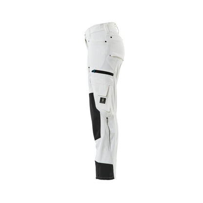 Pants with knee pockets, women, diamond pants, white