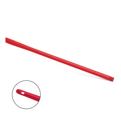 The Nölle Profi Brush HACCP Ergo Handle Plastic 145 cm from Nölle Profi Brush Brush & Paint Technique e.K. is a red plastic rod with an ergonomic grip and a small slit - ideal for professional cleaning applications.