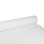 The PAPSTAR paper tablecloth with damask embossing in white (100 m x 1.2 m) by PAPSTAR GmbH is shown partially rolled out on a flat surface, with the finely structured damask pattern visible.