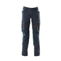 Trousers with knee pockets, stretch inserts trousers, black-blue