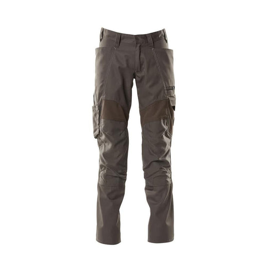 Trousers with knee pockets, stretch inserts trousers, dark anthracite