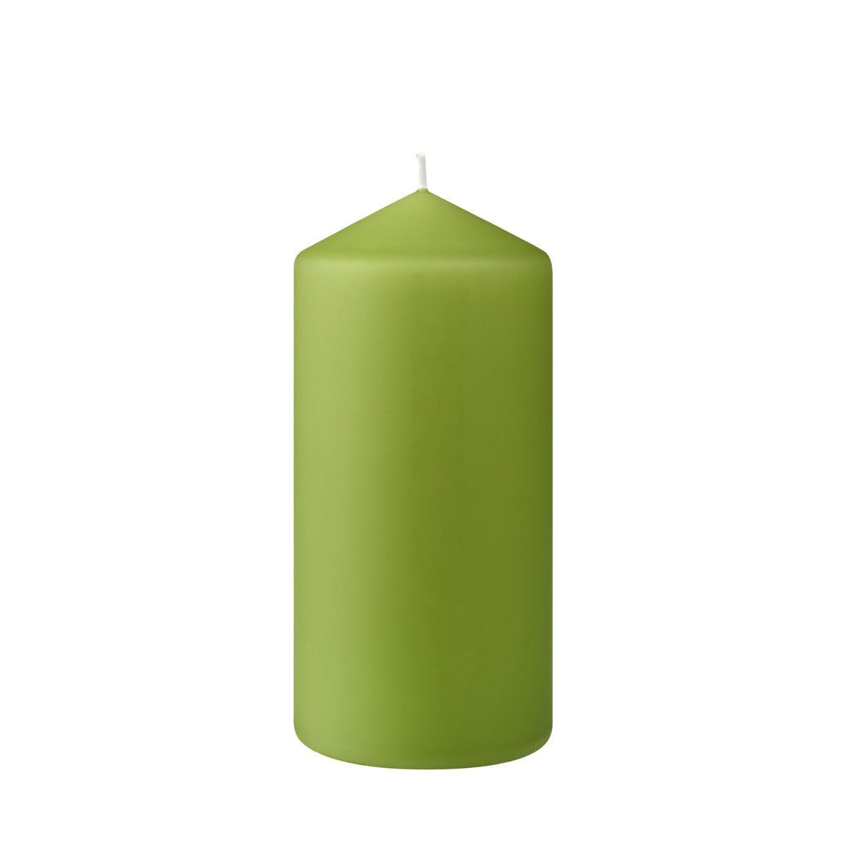 A green Duni GmbH pillar candle (approx. 50h, 150 x 70 mm) with a tapered tip and visible white wick stands upright on a simple white background—ideal for elegant settings with a burn time of up to 50 hours.