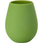 A stemless, leaf-green silicone candle holder (discontinued item: Tropical candle holder 103 x 85 mm) from Duni GmbH with a smooth, matte surface and a rounded, tapering shape, shown empty against a white background.