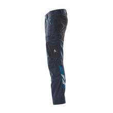 Trousers, thigh pockets, stretch inserts trousers, black-blue