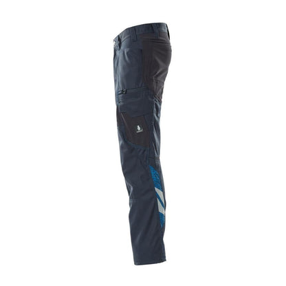 Trousers, thigh pockets, stretch inserts trousers, black-blue