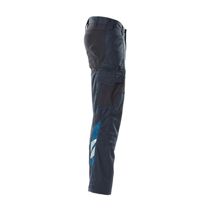 Trousers, thigh pockets, stretch inserts trousers, black-blue