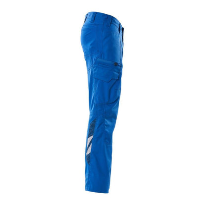 Trousers, thigh pockets, stretch inserts trousers, azure blue
