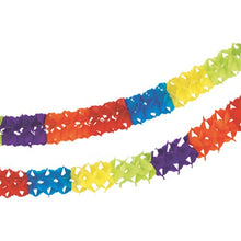 The PAPSTAR paper garland (Ø 11.5 cm, 4 m) by PAPSTAR GmbH is a festive decoration with colorful, repeating sections in red, orange, yellow, green, blue, and purple - perfect for a vibrant party decoration.