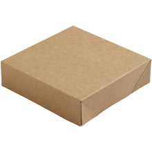 The Viking Cube Lid Brown Cardboard/PE 113x113x29 by Duni GmbH is a simple, closed, rectangular box with a flat lid and folded corners, designed as an eco-friendly packaging and depicted on a white background. Pack (300 pieces).