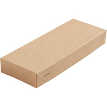 Ein flacher, geschlossener, rechteckiger Karton in schlichtem Braun mit kleinem "ecochic"-Logo - Viking Slim Brick Deckel Karton Braun Karton/PLA 225x85x30 von Duni GmbH-umweltfreundliche Verpackung, Packung mit 300 Stück, perfekt für nachhaltige Lagerung.