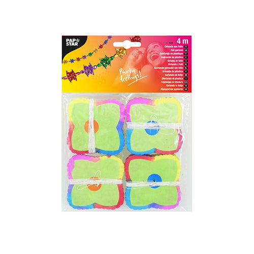 A 4-pack of paper garlands from PAPSTAR GmbH, perfect for parties. The colorful garlands provide a festive touch, and the branded packaging with decorative motifs adds even more party atmosphere.