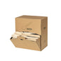 A brown cardboard box "Wooden Spoon 160 mm, Dispenser Box Natural Waxed 160 | Pack (300 pieces)" from Duni GmbH contains eco-friendly wooden spoons, some of which are visible through the open front. The box features a simple spoon illustration.