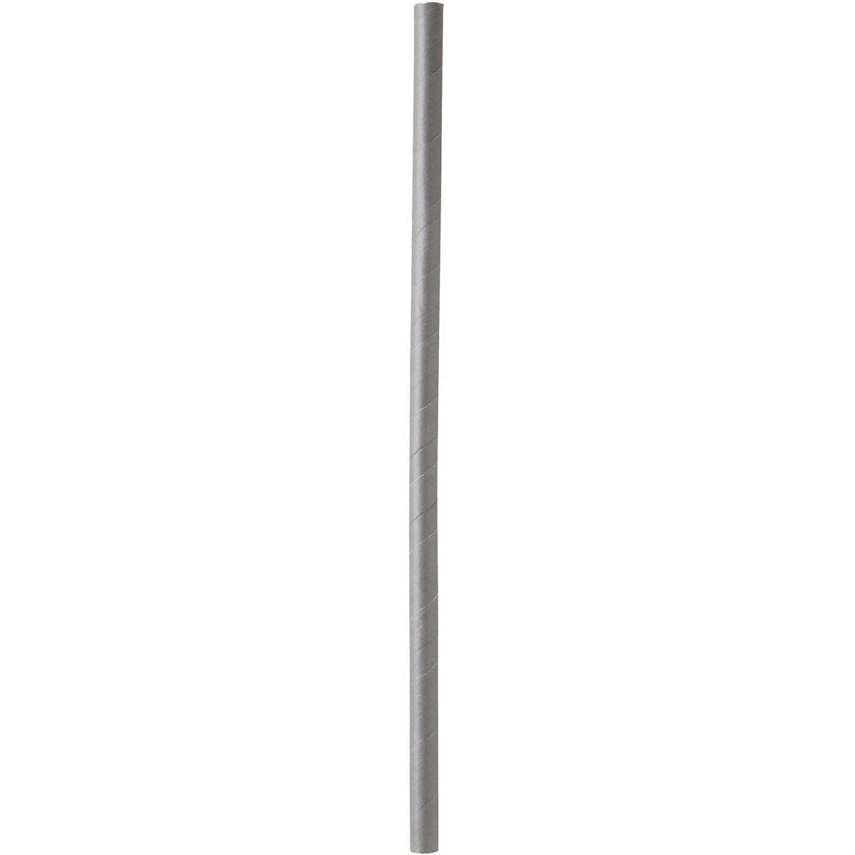 A close-up of a single, straight drinking straw made of FSC® paper (ø 8 mm, 230 mm) in granite gray from Duni GmbH - a sustainable and environmentally friendly alternative to conventional drinking straws (pack of 100 pieces).