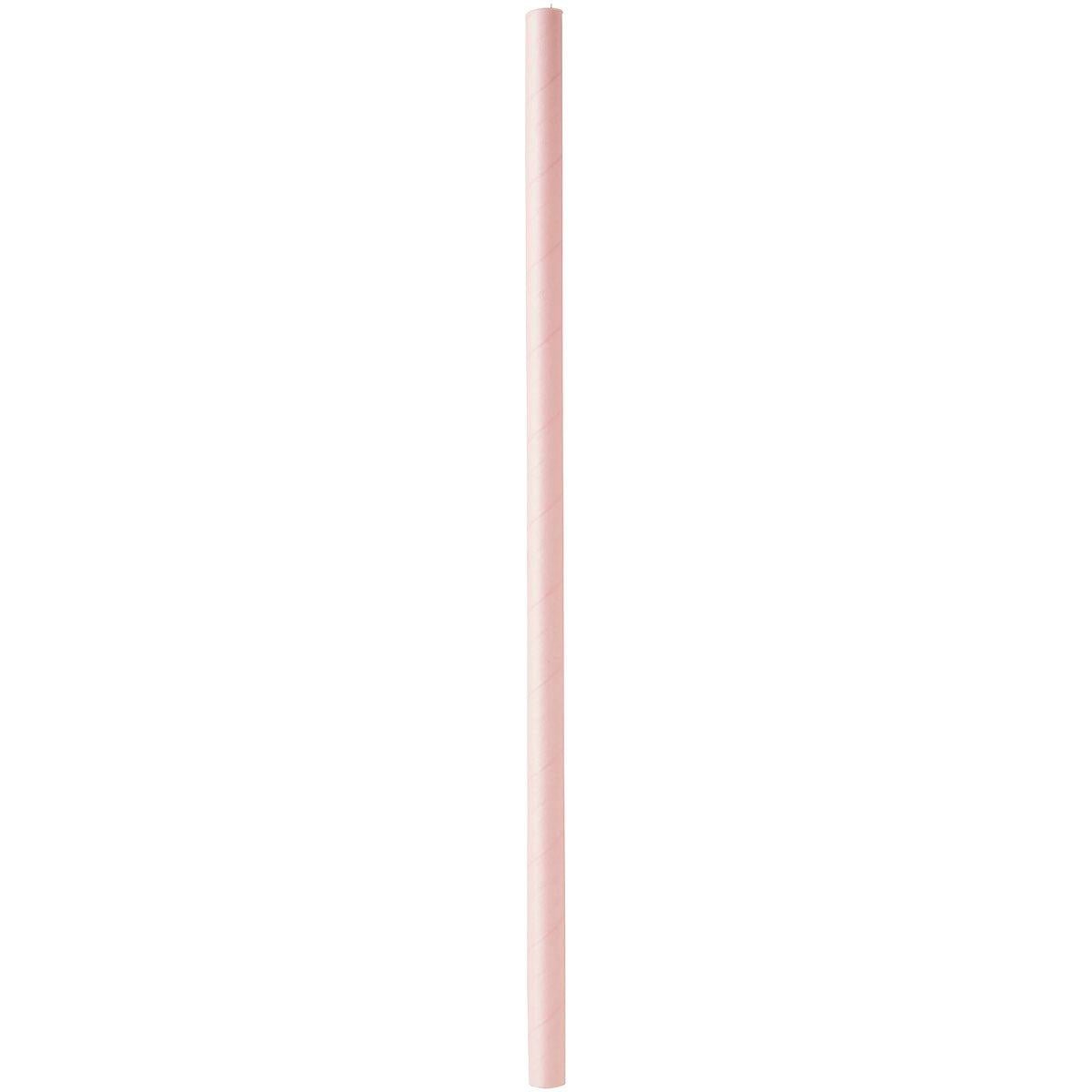 A tall stack of light pink Duni GmbH drinking straws made from FSC® paper (ø 8 mm, 230 mm) is pictured against a white background. The paper straws in Mellow Rose are tightly nested and come in a pack of 100.