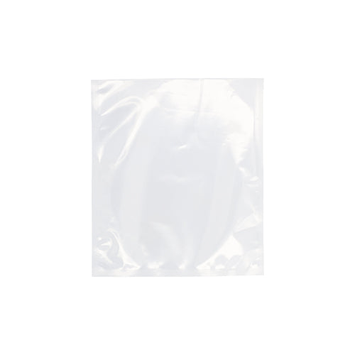 A clear, rectangular Starpak 100 vacuum seal bag (PA/PE transparent) from Starpak, ideal for chamber vacuum sealers, is shown empty with sealed edges against a plain white background.