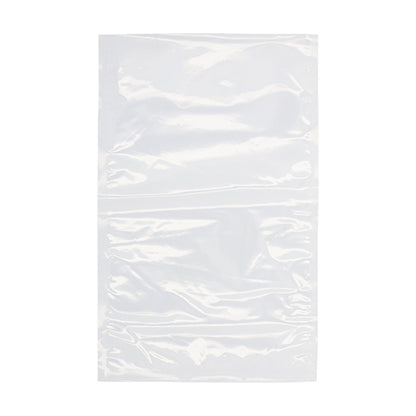 A single, transparent Starpak 100 vacuum seal bag (PA/PE), lying flat on a white background - ideal as a resealable vacuum bag for food or for use with chamber vacuum sealers.