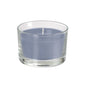 The candle glass Ibiza, steel blue from Duni GmbH, is an elegant glass holder with a wax candle (1 piece) and a single white wick, perfect for stylish lighting; depicted on a white background.