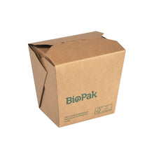 A brown cardboard box Bio NOODLE SMALL for takeaway (480 ml, FSC/PLA, 92x74x85 mm) from Duni GmbH, photographed against a white background - an eco-friendly packaging for sustainable enjoyment. Pack of 50 pieces.